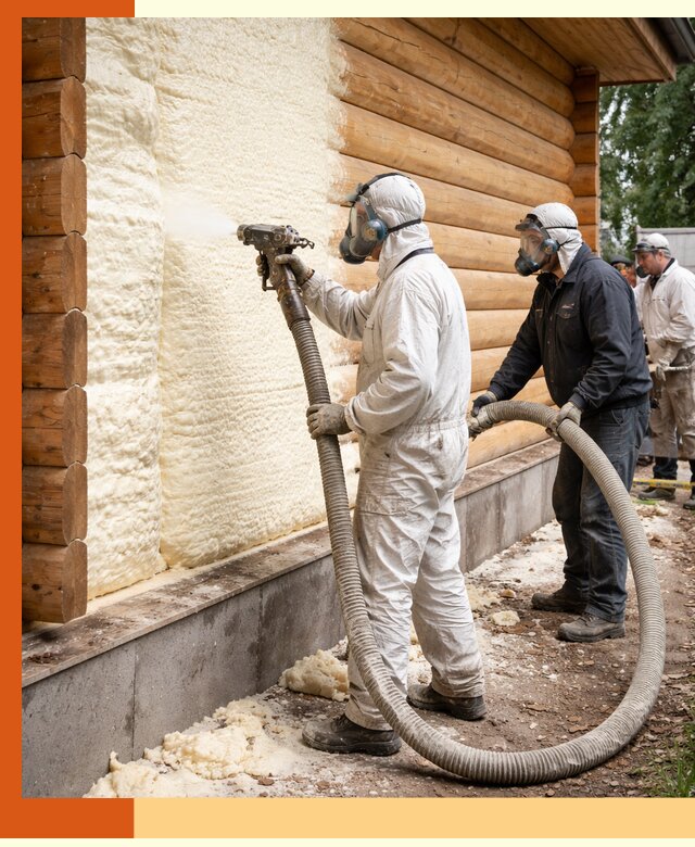 Утепление дома из бруса пенополиуретаном в Тобольске