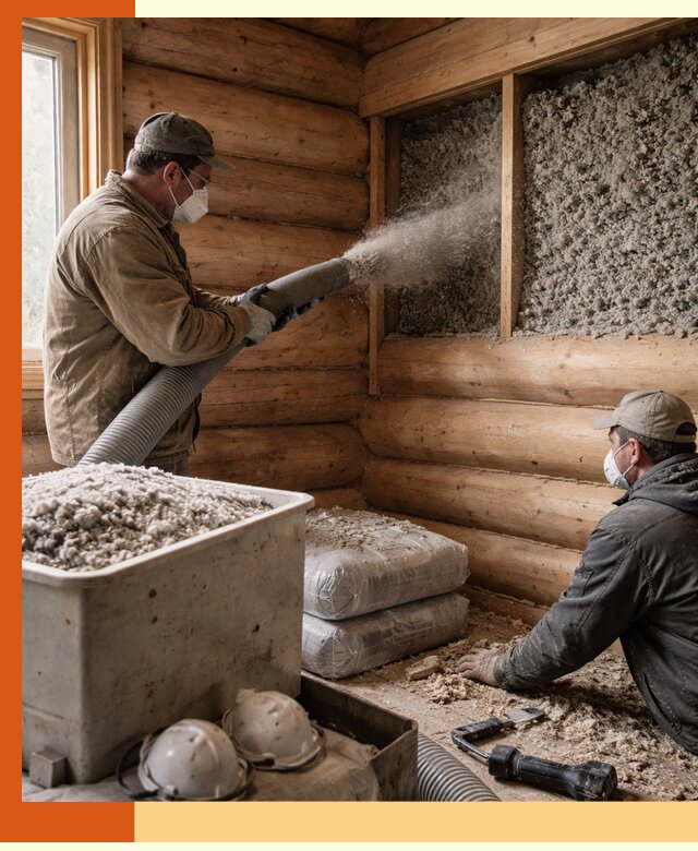 Утепление дома из бруса эковатой в Тобольске