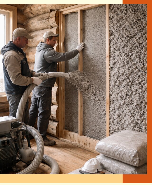 Утепление бревенчатого дома эковатой в Тобольске от 2796 руб. | ТепломастерТбл