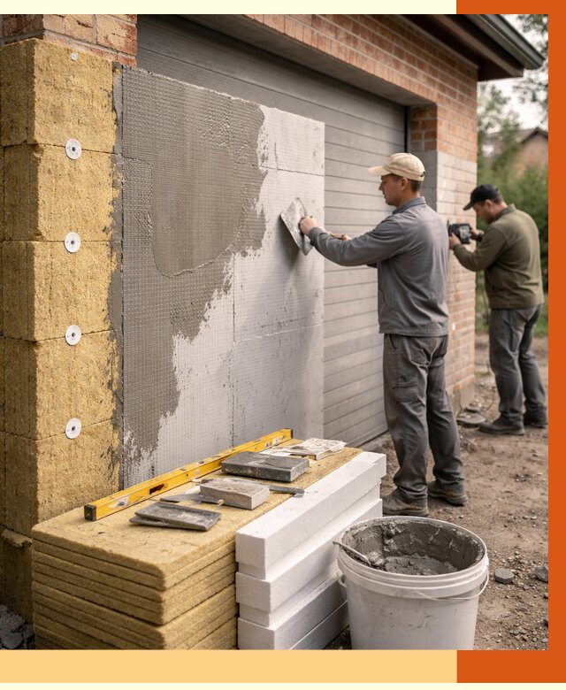 Утепление гаража снаружи в Тобольске от 4270 руб. за м2 — наружное утепление под ключ | ТепломастерТбл