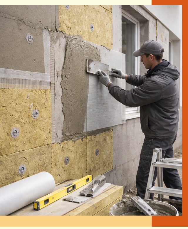 Утепление фасада под штукатурку в Тобольске от 4270 руб/м2 — монтаж пенопластом и минватой | ТепломастерТбл