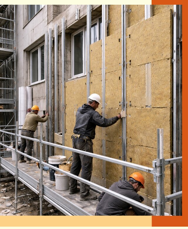 Утепление вентилируемого фасада в Тобольске от 5694 руб/м2 — монтаж и утепление вентфасад | ТепломастерТбл