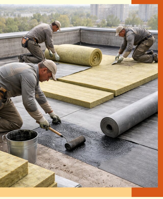 Утепление плоской крыши в Тобольске от 7320 руб./м2 под ключ | ТепломастерТбл