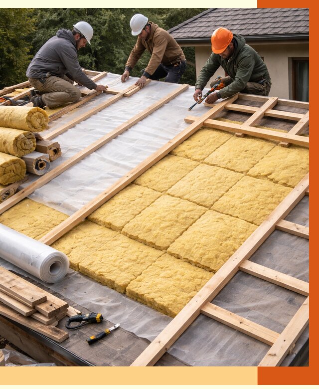 Утепление скатной крыши в Тобольске от 1271 руб./м2 под ключ | ТепломастерТбл