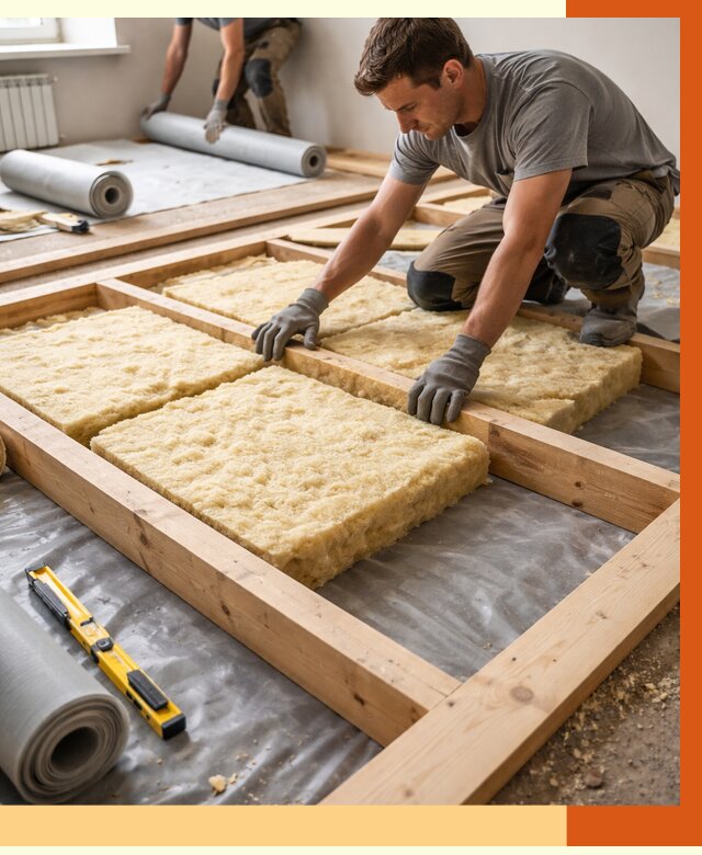 Утепление деревянного пола в Тобольске от 1525 руб./м2 под ключ | ТепломастерТбл