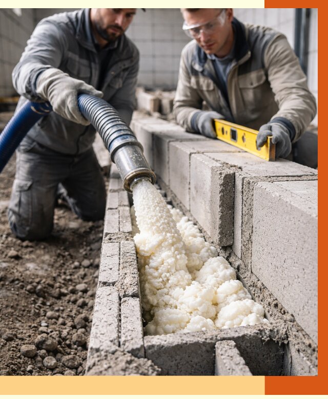 Заполнение колодцевой кладки ППУ в Тобольске от 4270 руб. за м2 | ТепломастерТбл