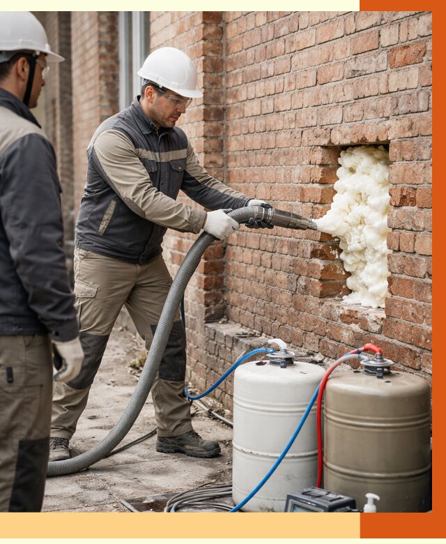 Заливка ППУ в пустоты кирпичной стены в Тобольске от 2796 руб. | ТепломастерТбл