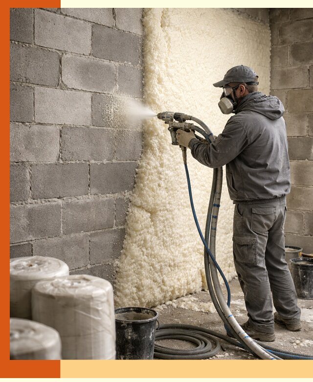 Утепление блочной стены ППУ в Тобольске качественно и надёжно