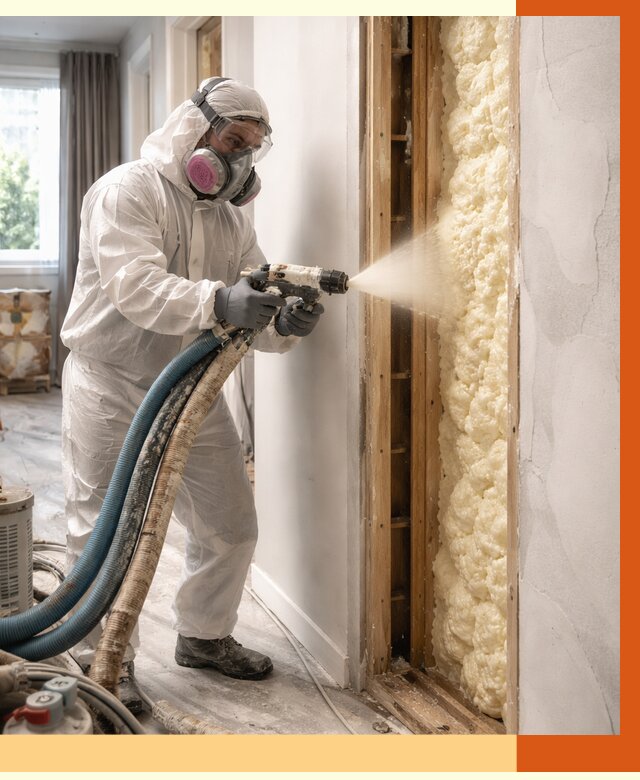 Межстеновое утепление ППУ в Тобольске от 2796 руб/м2 — межстенное утепление под ключ | ТепломастерТбл