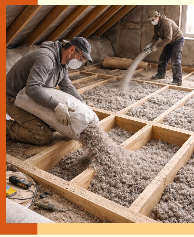 Заполнение полостей чердачного перекрытия в Тобольске качественно и надёжно