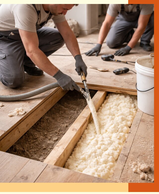 Заполнение пустот пола в Тобольске от 2745 руб. — утепление пустот пола под ключ | ТепломастерТбл