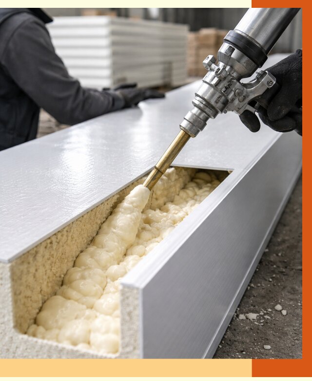 Заполнение пустот холодильных панелей в Тобольске от 7625 руб. | ТепломастерТбл