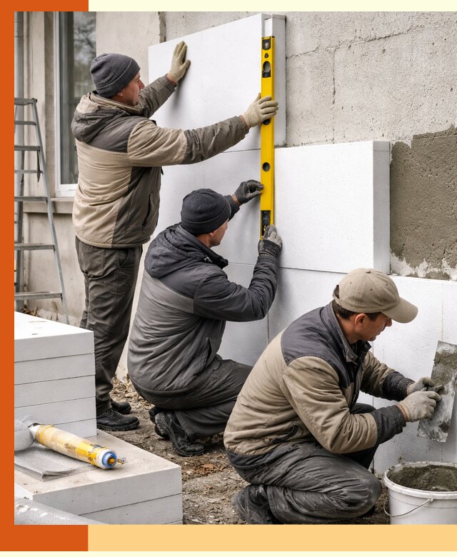 Утепление пенопластом наружных стен и фасадов в Тобольске