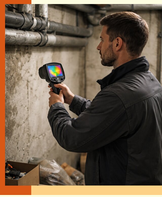 Тепловизионное обследование подвала в Тобольске для поиска утечек тепла