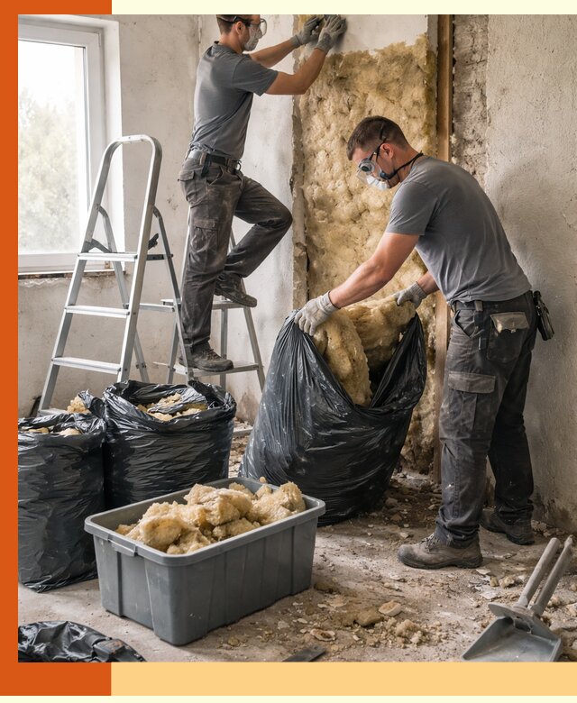 Демонтаж старого утеплителя и вывоз отходов в Тобольске