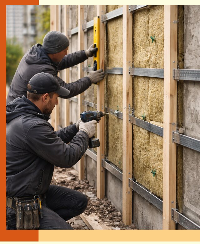 Монтаж обрешетки под утепление зданий и квартир в Тобольске